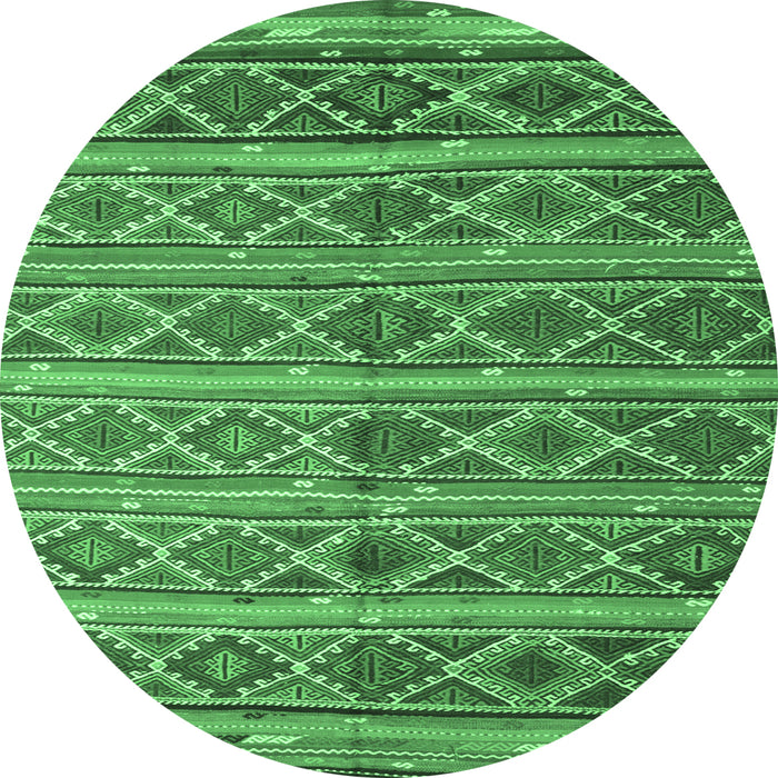 Round Machine Washable Oriental Emerald Green Traditional Area Rugs, wshcon810emgrn