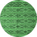 Round Oriental Emerald Green Traditional Rug, con810emgrn