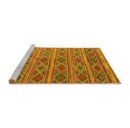 Sideview of Machine Washable Oriental Yellow Traditional Rug, wshcon810yw