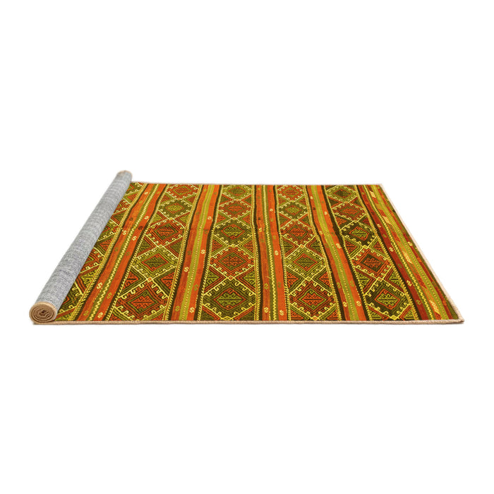 Sideview of Machine Washable Oriental Yellow Traditional Rug, wshcon810yw