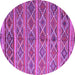 Round Machine Washable Oriental Purple Traditional Area Rugs, wshcon810pur