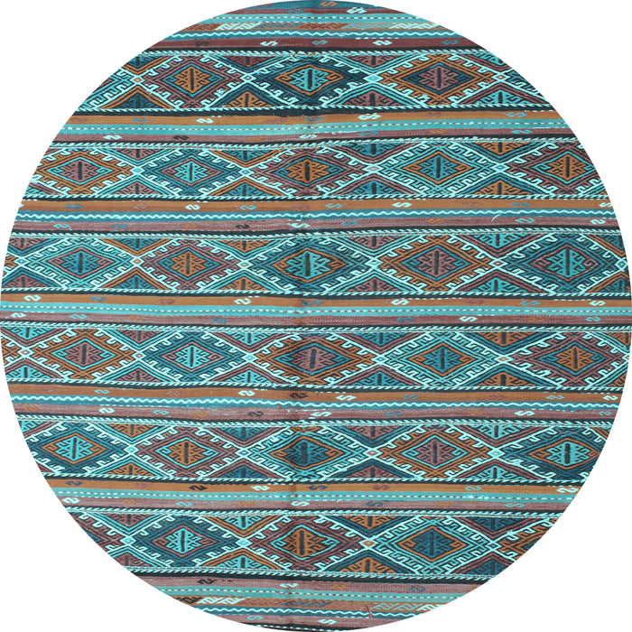 Round Oriental Light Blue Traditional Rug, con810lblu
