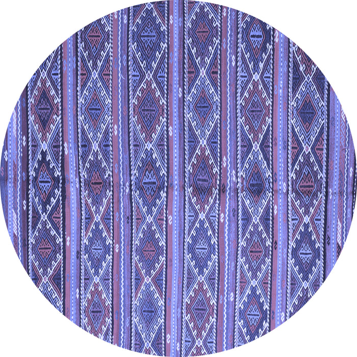 Round Machine Washable Oriental Blue Traditional Rug, wshcon810blu