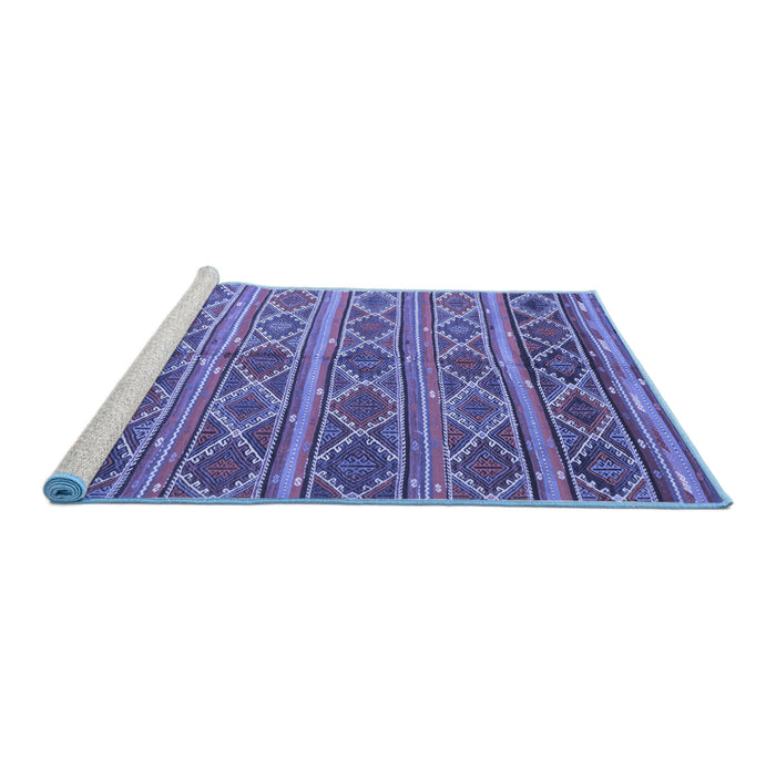 Sideview of Machine Washable Oriental Blue Traditional Rug, wshcon810blu