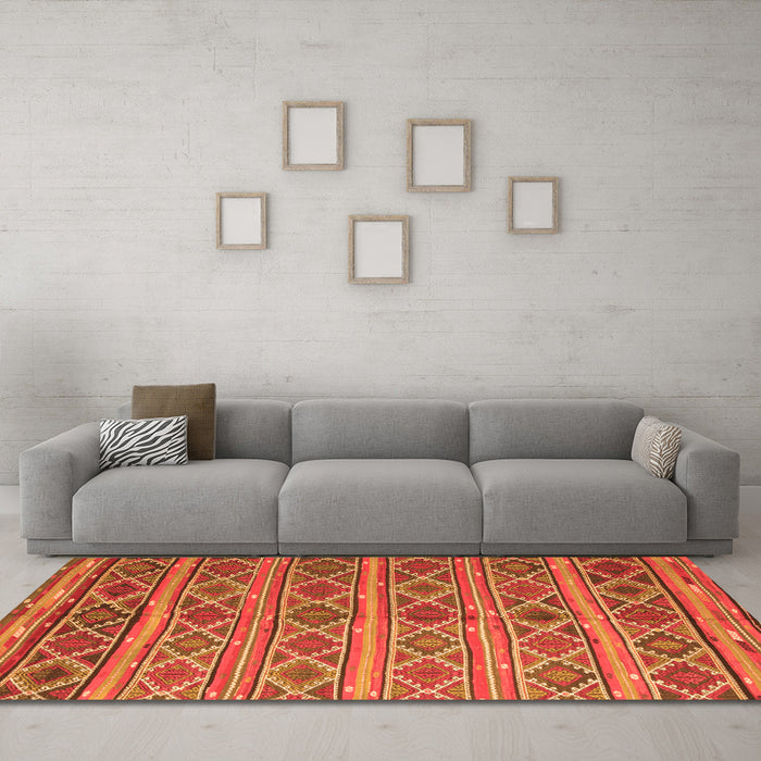 Machine Washable Oriental Orange Traditional Area Rugs in a Living Room, wshcon810org