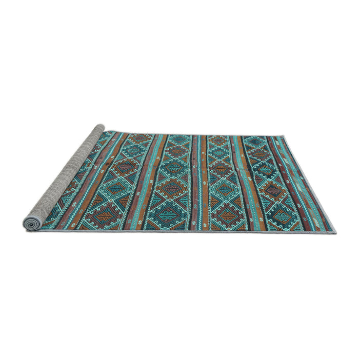 Sideview of Machine Washable Oriental Light Blue Traditional Rug, wshcon810lblu