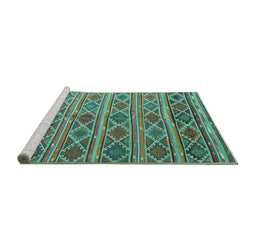 Sideview of Machine Washable Oriental Turquoise Traditional Area Rugs, wshcon810turq