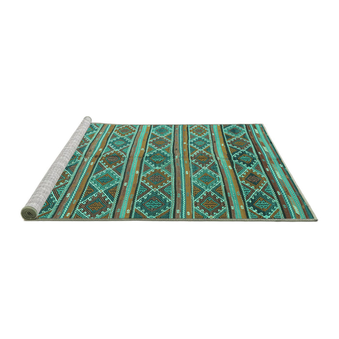 Sideview of Machine Washable Oriental Turquoise Traditional Area Rugs, wshcon810turq