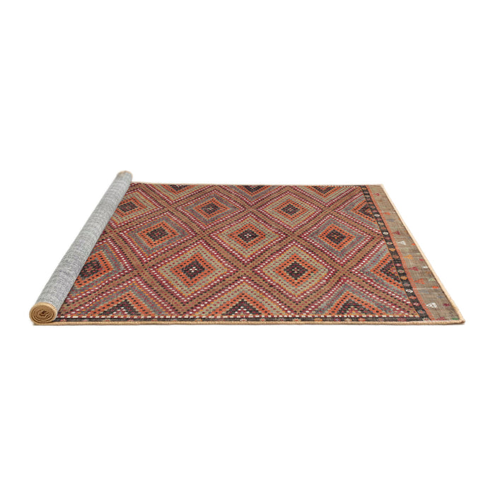 Serging Thickness of Machine Washable Contemporary Orange Brown Rug, wshcon811