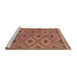 Serging Thickness of Machine Washable Contemporary Orange Brown Rug, wshcon811