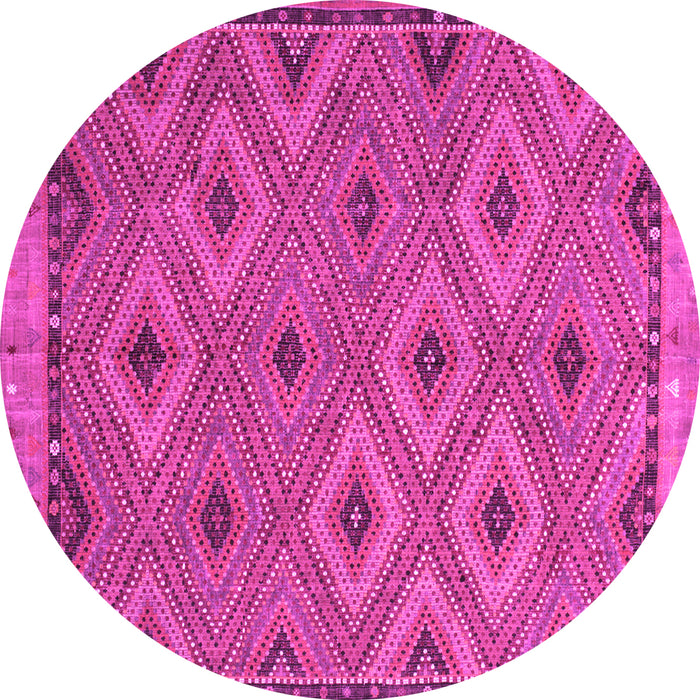 Round Machine Washable Oriental Pink Traditional Rug, wshcon811pnk