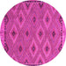 Round Machine Washable Oriental Pink Traditional Rug, wshcon811pnk