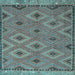 Square Machine Washable Oriental Light Blue Traditional Rug, wshcon811lblu