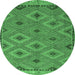 Round Oriental Emerald Green Traditional Rug, con811emgrn