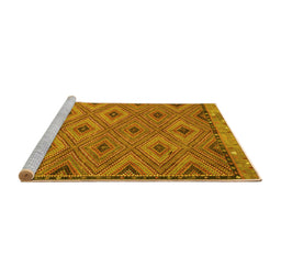 Sideview of Machine Washable Oriental Yellow Traditional Rug, wshcon811yw