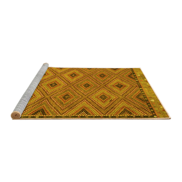 Sideview of Machine Washable Oriental Yellow Traditional Rug, wshcon811yw
