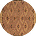 Round Machine Washable Oriental Brown Traditional Rug, wshcon811brn