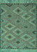 Machine Washable Oriental Turquoise Traditional Area Rugs, wshcon811turq