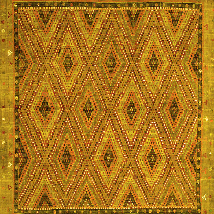 Square Oriental Yellow Traditional Rug, con811yw