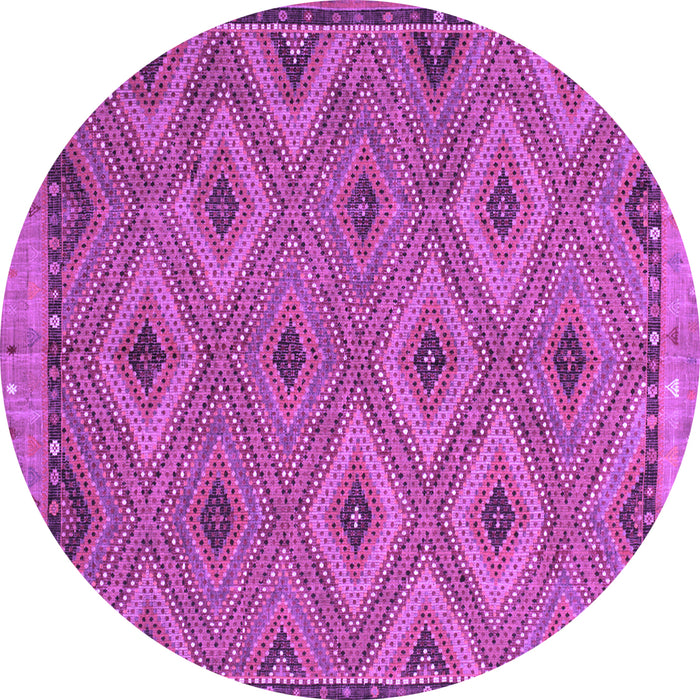 Round Machine Washable Oriental Purple Traditional Area Rugs, wshcon811pur