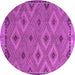 Round Machine Washable Oriental Purple Traditional Area Rugs, wshcon811pur