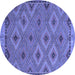 Round Oriental Blue Traditional Rug, con811blu