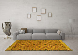 Machine Washable Oriental Yellow Traditional Rug in a Living Room, wshcon811yw