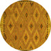 Round Machine Washable Oriental Yellow Traditional Rug, wshcon811yw