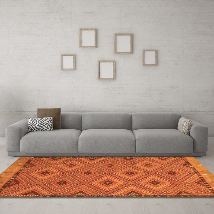 Machine Washable Oriental Orange Traditional Area Rugs in a Living Room, wshcon811org