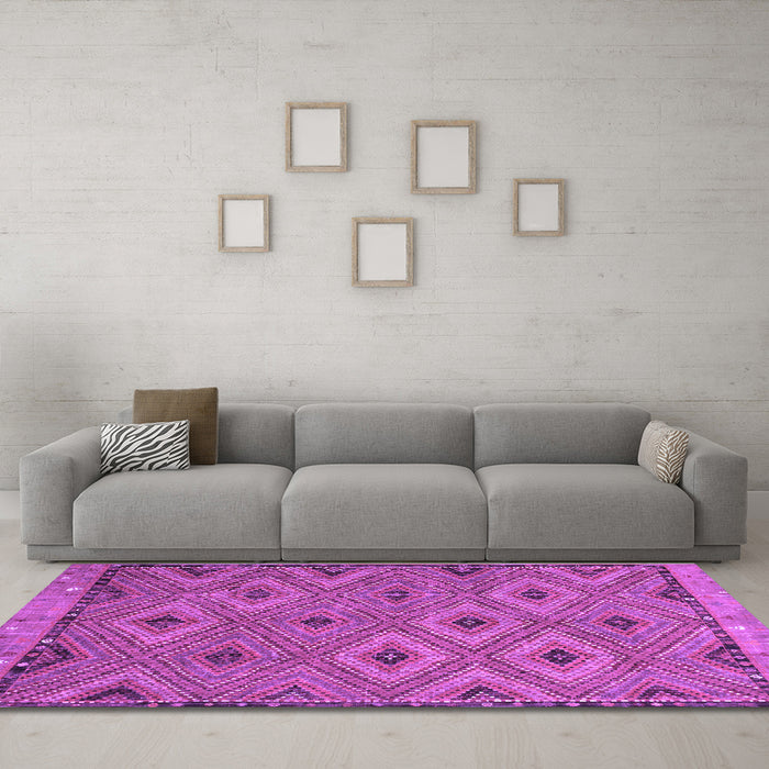 Machine Washable Oriental Purple Traditional Area Rugs in a Living Room, wshcon811pur