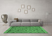 Machine Washable Oriental Emerald Green Traditional Area Rugs in a Living Room,, wshcon811emgrn