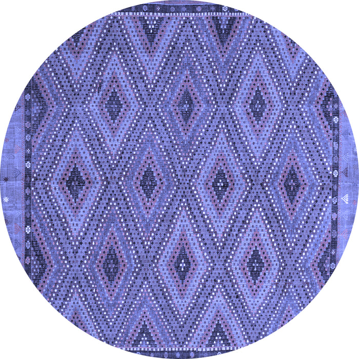 Round Machine Washable Oriental Blue Traditional Rug, wshcon811blu