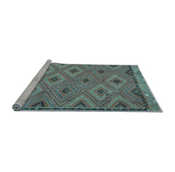 Sideview of Machine Washable Oriental Light Blue Traditional Rug, wshcon811lblu