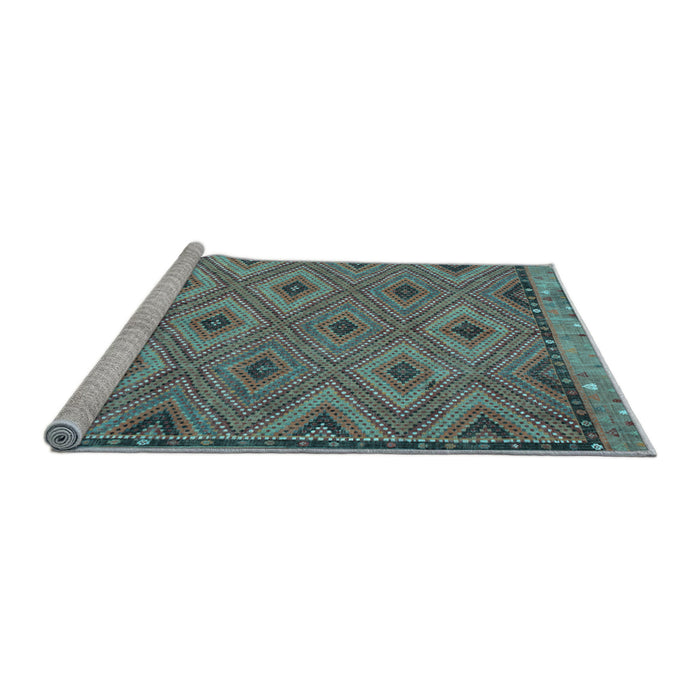 Sideview of Machine Washable Oriental Light Blue Traditional Rug, wshcon811lblu