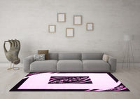 Machine Washable Abstract Pink Contemporary Rug, wshcon812pnk