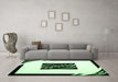 Machine Washable Abstract Emerald Green Contemporary Area Rugs in a Living Room,, wshcon812emgrn