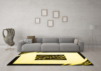 Machine Washable Abstract Yellow Contemporary Rug, wshcon812yw