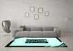 Machine Washable Abstract Turquoise Contemporary Area Rugs in a Living Room,, wshcon812turq