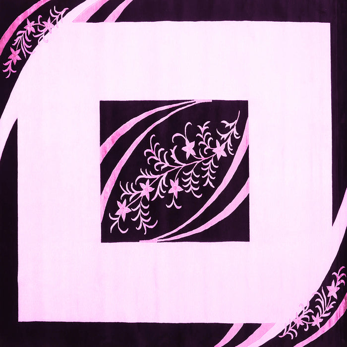 Square Machine Washable Abstract Pink Contemporary Rug, wshcon812pnk