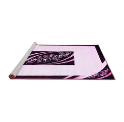 Sideview of Machine Washable Abstract Pink Contemporary Rug, wshcon812pnk