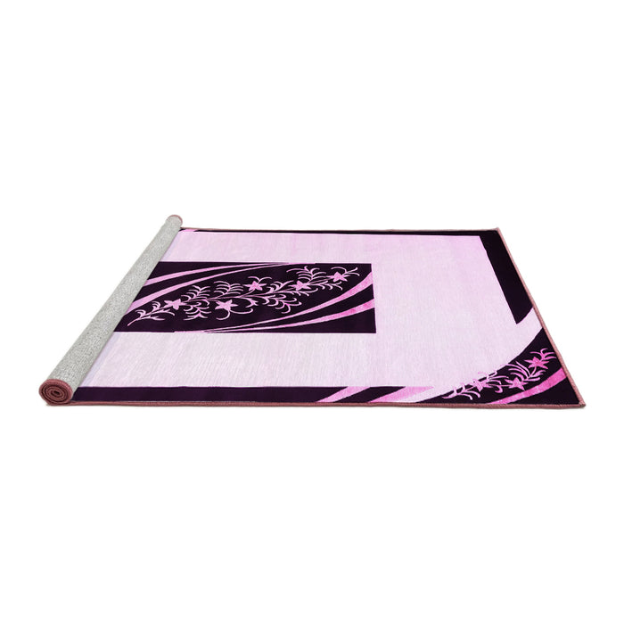Sideview of Machine Washable Abstract Pink Contemporary Rug, wshcon812pnk