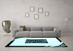 Machine Washable Abstract Light Blue Contemporary Rug in a Living Room, wshcon812lblu