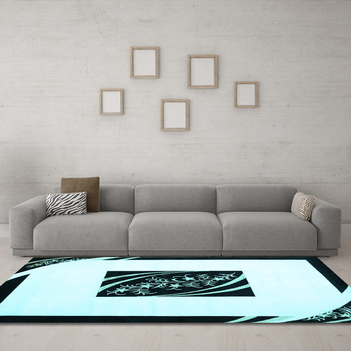 Machine Washable Abstract Light Blue Contemporary Rug in a Living Room, wshcon812lblu