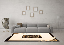 Machine Washable Abstract Orange Contemporary Area Rugs in a Living Room, wshcon812org
