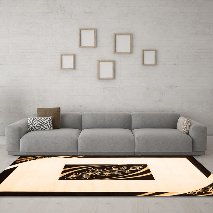 Machine Washable Abstract Orange Contemporary Area Rugs in a Living Room, wshcon812org