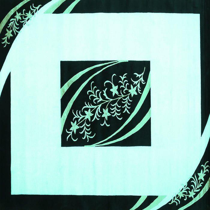 Square Abstract Turquoise Contemporary Rug, con812turq