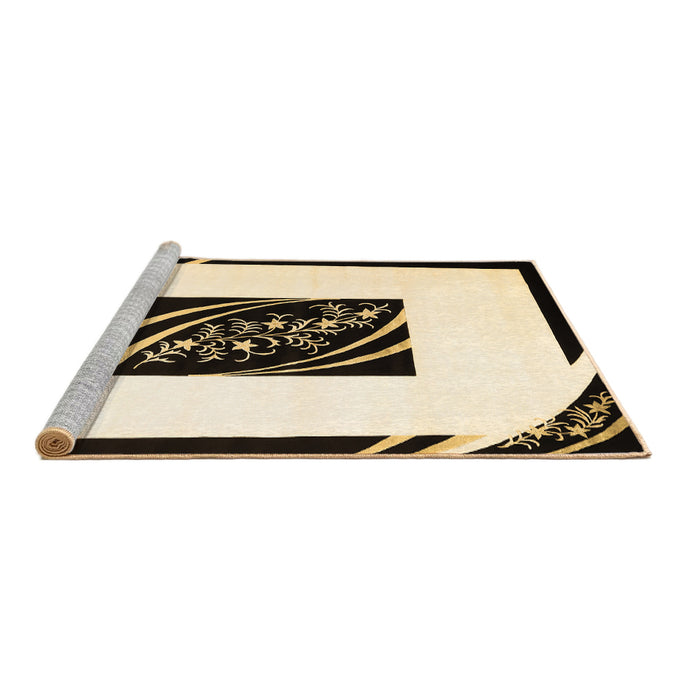 Sideview of Machine Washable Abstract Brown Contemporary Rug, wshcon812brn