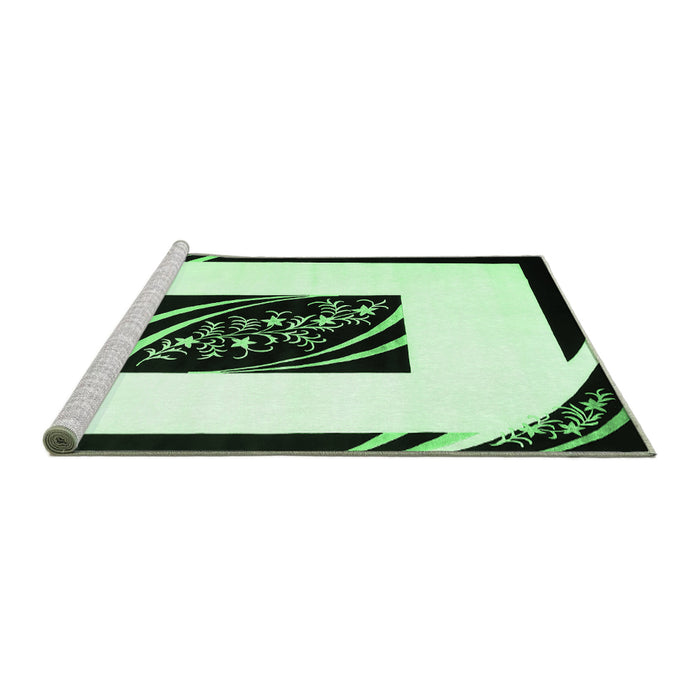 Sideview of Machine Washable Abstract Emerald Green Contemporary Area Rugs, wshcon812emgrn
