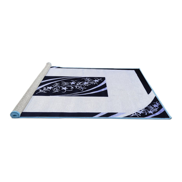 Sideview of Machine Washable Abstract Blue Contemporary Rug, wshcon812blu