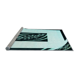 Sideview of Machine Washable Abstract Light Blue Contemporary Rug, wshcon812lblu